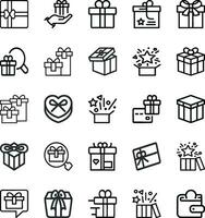 Simple Set of Gifts Related Vector Line Icons. Contains such Icons as Gift Card, Present Offer, Ribbon and more. Editable Stroke