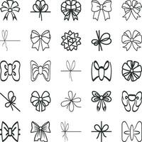 Tied Bow Line Icons Illustration set of bow tie Vector illustration