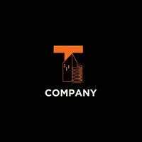 diseño logo con sencillo concepto para negocio industri t letra idea vector