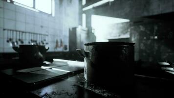 old kitchen of abandoned house photo