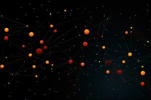 AI generated Abstract polygonal space low poly dark background with connecting dots and lines, Complex digital network system with interconnected dots and lines on a black background, AI Generated photo