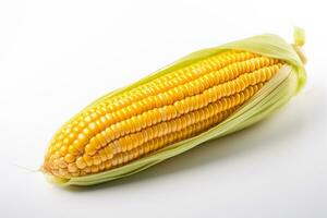 AI generated One cob of corn on a white background. Generated by artificial intelligence photo