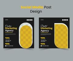 Corporate Social media post design template, business marketing post design layout, Company profile post bundle Pro Vector