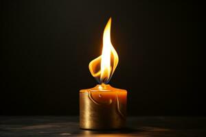 AI generated Candle flame on a black background. Generated by artificial intelligence photo