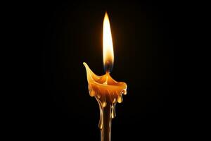 AI generated Candle flame on a black background. Generated by artificial intelligence photo