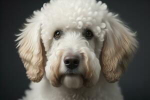 AI generated White labrador retriever dog portrait on a solid color background. Studio shot. generative ai photo