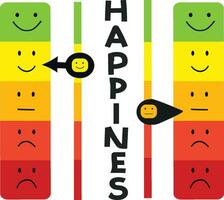 gratis vector felicidad nivel indicador con emoji cara y 5 5 color niveles vector