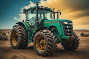 AI generated Modern tractor on a colored background. ai generative photo