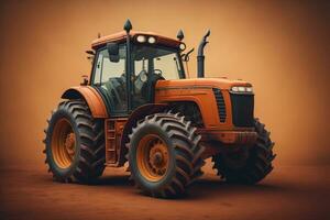 AI generated Modern tractor on a colored background. ai generative photo