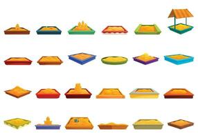 Sandbox icons set cartoon vector. Kid bucket park vector