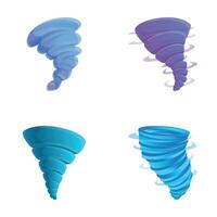 Twisting tornado icons set cartoon vector. Natural disaster hurricane or storm vector