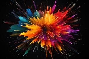 AI generated Abstract multicolored explosion on a black background. 3d rendering, Abstract colorful explosion on a black background, AI Generated photo