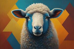 AI generated Sheep on a solid color background. Photo in old color image style. ai generative