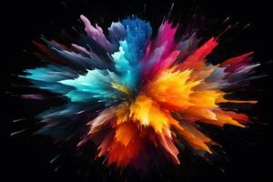 AI generated Abstract multicolored explosion on black background. 3d rendering, 3d illustration, Abstract colorful explosion on a black background, AI Generated photo