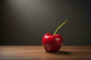 AI generated Tomatoes on a wooden table on a dark background. ai generative photo