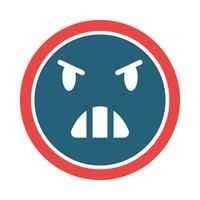 Anger Glyph Two Color Icon Design vector