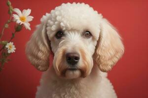 AI generated White labrador retriever dog portrait on a solid color background. Studio shot. generative ai photo