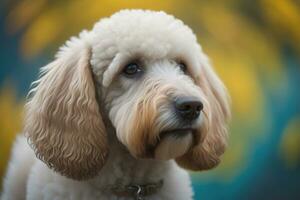 AI generated White labrador retriever dog portrait on a solid color background. Studio shot. generative ai photo