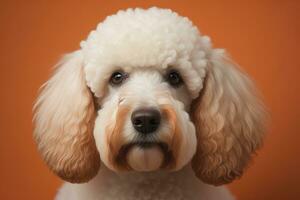 AI generated White labrador retriever dog portrait on a solid color background. Studio shot. generative ai photo