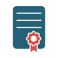 Certificate Glyph Two Color Icon Design vector