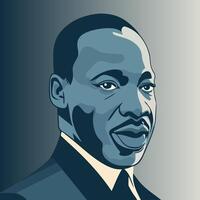 MLK Iconic Vector Portrait of African American Leader  Civil Rights Activist, Martin Luther King Jr., Vintage Sketch on Blue Background, United States History, Civil Rights Day, January 15, 1929.