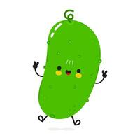 Cucumber character. Vector hand drawn cartoon kawaii character illustration icon. Isolated on white background. Happy Cucumber character concept