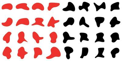 Collection of organic blob shapes. Form organic amoeba clumps. Collection of irregular round stain shape graphic elements. Collection of abstract liquid elements vector