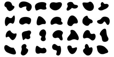 Collection of organic blob shapes. Form organic amoeba clumps. Collection of irregular round stain shape graphic elements. Collection of abstract liquid elements vector