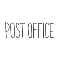 Doodle Post Office simple lettering words in vector