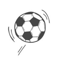 volador pelota. gráfico negro bosquejo con europeo fútbol americano o fútbol pelota y texto en blanco antecedentes. vector ilustración.