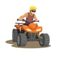 Man riding ATV Cartoon illustraton Vector