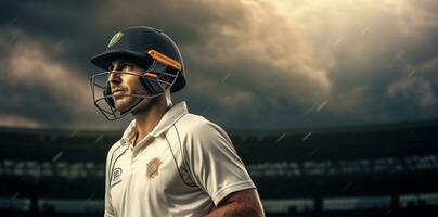 AI generated Cricket Player Background photo