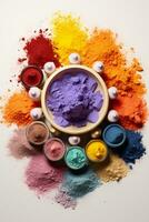 AI generated Colorful paint powders pigments, complementary colors background photo