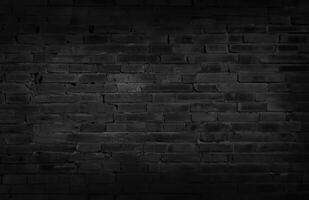 Dark black grunge brick wall texture background with old dirty and vintage style pattern. photo