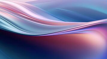 Blue and pink glossy waves abstract background. Generative AI photo