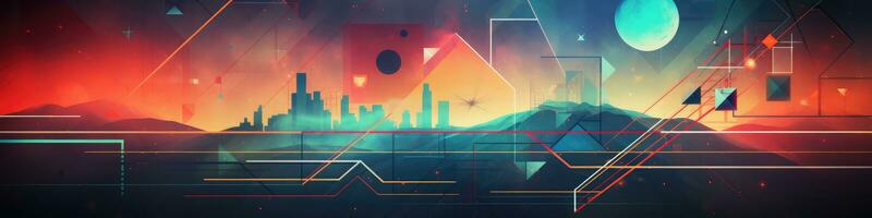 Retro geometry abstract tech background. Generative AI photo