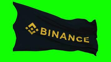 binance flagga vinka sömlös slinga i vind, krom nyckel grön skärm, luma matt urval video