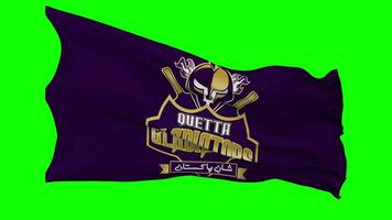 quetta gladiadores, qg bandera ondulación sin costura lazo en viento, croma llave verde pantalla, luma mate selección video