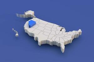 Nevada state of USA map with white states a 3D united states of america map photo