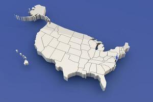 Delaware state of USA map with white states a 3D united states of america map photo