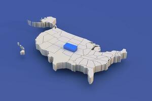 Kansas state of USA map with white states a 3D united states of america map photo