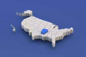 Arkansas state of USA map with white states a 3D united states of america map photo