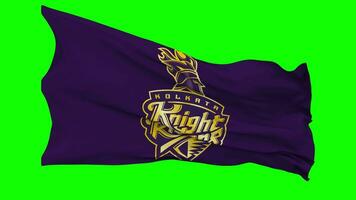 Kolkata cavaleiro cavaleiros, kkr bandeira acenando desatado ciclo dentro vento, croma chave verde tela, luma fosco seleção video