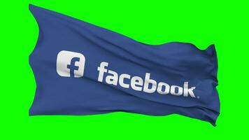 Facebook, FB Flag Waving Seamless Loop in Wind, Chroma Key Green Screen, Luma Matte Selection video