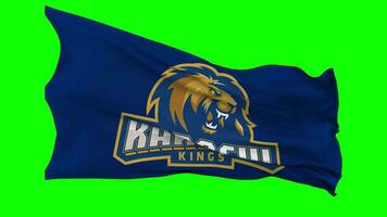 Karachi Kings, KK Flag Waving Seamless Loop in Wind, Chroma Key Green Screen, Luma Matte Selection video