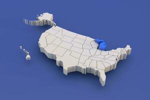 Michigan state of USA map with white states a 3D united states of america map photo