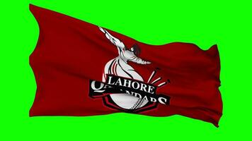 Lahore qalandars, lq bandeira acenando desatado ciclo dentro vento, croma chave verde tela, luma fosco seleção video