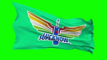 Lucknow Super Giants, LSG Flag Waving Seamless Loop in Wind, Chroma Key Green Screen, Luma Matte Selection video