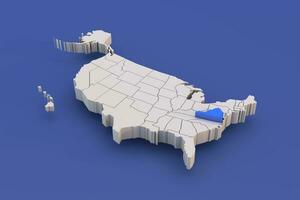 Virginia estado de Estados Unidos mapa con blanco estados un 3d unido estados de America mapa foto