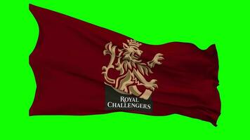 Royal Challengers Bangalore, RCB Flag Waving Seamless Loop in Wind, Chroma Key Green Screen, Luma Matte Selection video